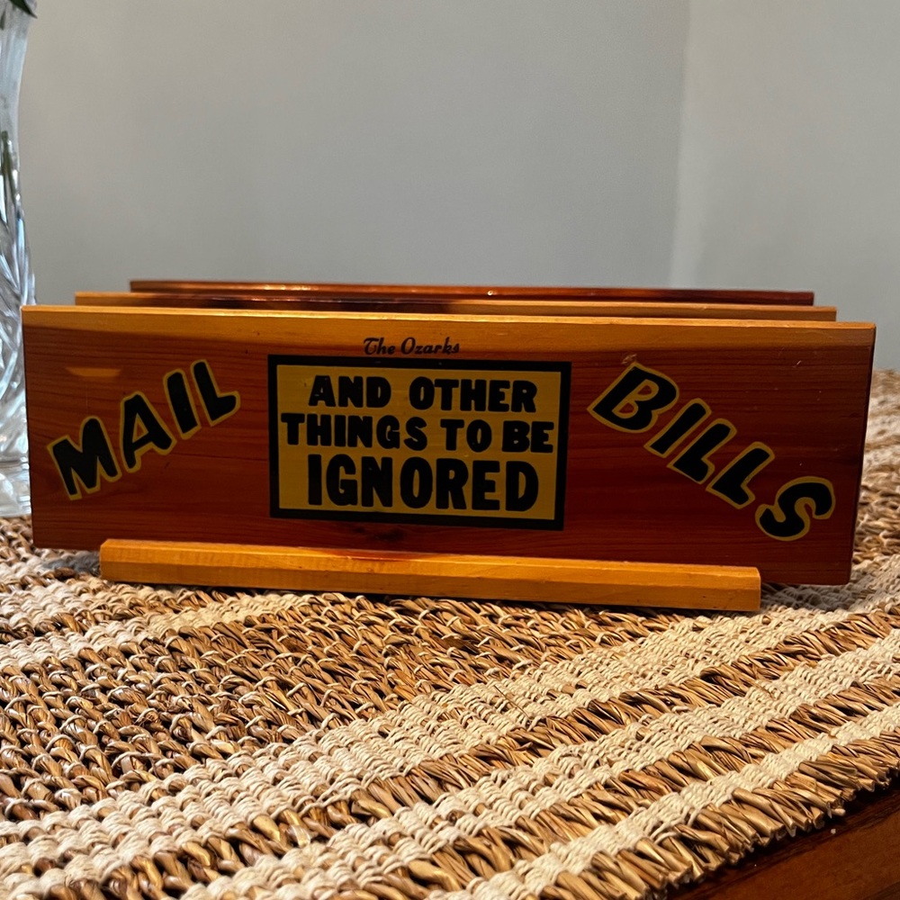 Vintage Funny wood mail organizer.